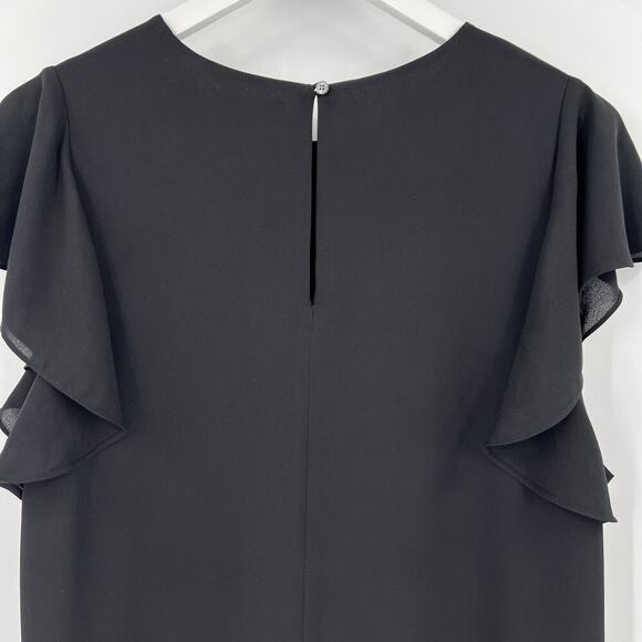 Aritzia Babaton Ruffle Short‎ Cap Sleeves Burt Mini Shift Dress Black Size Large - Picture 7 of 10